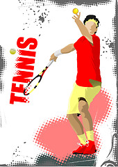 Image showing Tennis player poster. Colored Vector illustration for designers