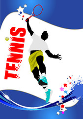 Image showing Tennis player poster. Colored Vector illustration for designers