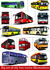 Image showing Big set of City buses. Tourist coach. Vector illustration for de