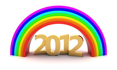Image showing 2012 under rainbow