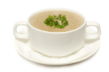 Image showing Soup with mushrooms isolated on white