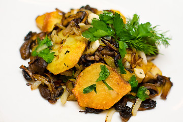 Image showing Potato with Ceps and Herbs - Traditional Cuisine