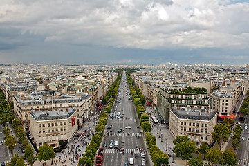 Image showing Paris aerial view from Triumphal Arch 