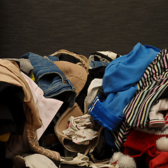 Image showing Big heap of colorful clothes