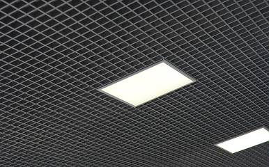 Image showing ceiling with white square lamps