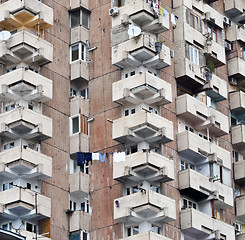 Image showing close-up on the wall with the windows of an apartment house