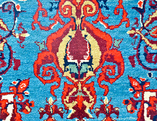 Image showing colored wool handmade carpet closeup