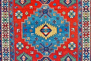 Image showing colored wool handmade carpet closeup