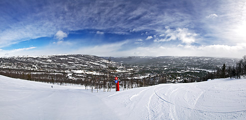 Image showing Panoramic view from downhill track