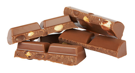 Image showing Chocolate pieces with nut
