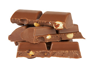 Image showing Chocolate pieces with nut