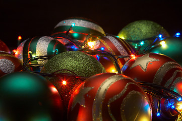 Image showing christmas balls with a shone garland