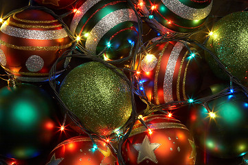 Image showing christmas balls with a shone garland