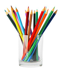Image showing Color pencils in glass
