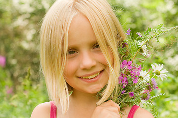 Image showing Smiling Girl Outdoor - Beautiful Face closeup