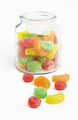 Image showing colorful candy in glass jar