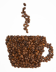 Image showing Cup shape made from coffee beans