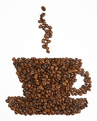 Image showing Cup shape made from coffee beans