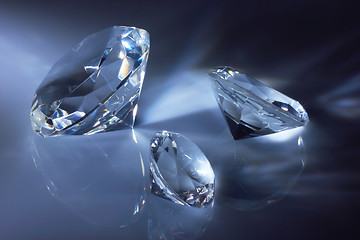 Image showing Shiny diamonds jewel on dark blue