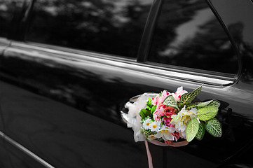 Image showing Door of black wedding car