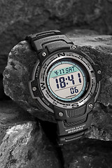 Image showing Electronic waterproof watch on grey stones