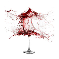 Image showing Explosion of a glass with red wine