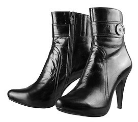 Image showing Female boots of black colour