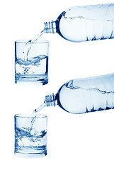 Image showing Flowing water from bottle to glass