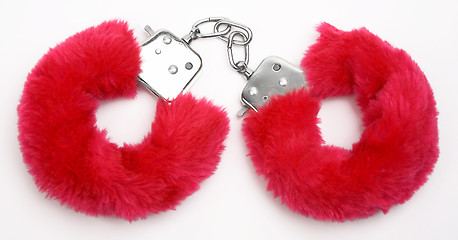 Image showing fluffy pink handcuffs