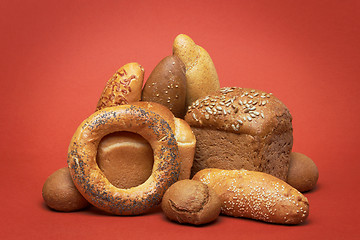 Image showing Group of different bread products