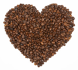 Image showing Heart shape made from coffee beans