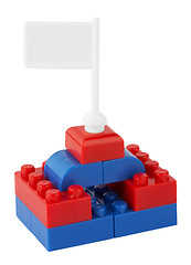 Image showing Lego building blocks with flag