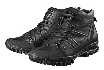 Image showing Man's winter leather boots of black