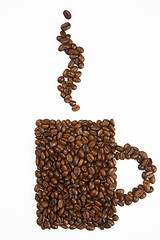 Image showing Mug shape made from coffee beans