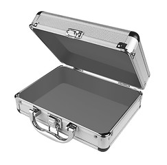 Image showing Opened Aluminum suitcase