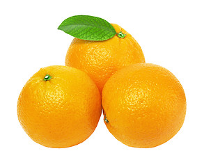 Image showing oranges with leaf