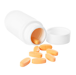 Image showing Pot of yellow tablets