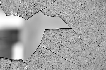 Image showing broken glass window