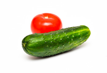 Image showing cucumber and tomato isolated on white