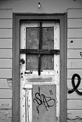 Image showing boarded-up door