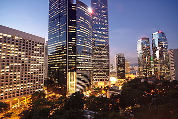 Image showing office building at night in hong kong 