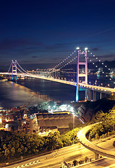 Image showing highway bridge at night 