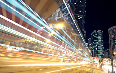 Image showing traffic in finance urban at night