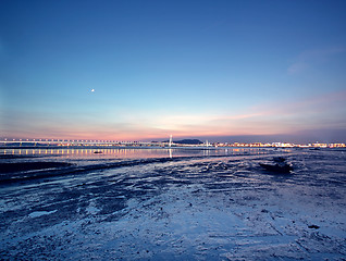 Image showing sunset in hongkong and kong sham western highway