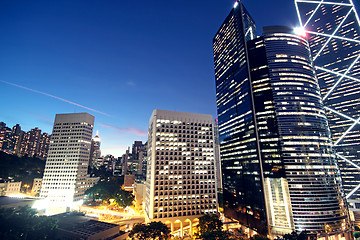 Image showing office building at night in hong kong 