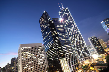 Image showing office building at night in hong kong 