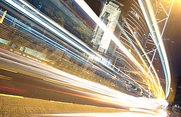 Image showing traffic in finance urban at night