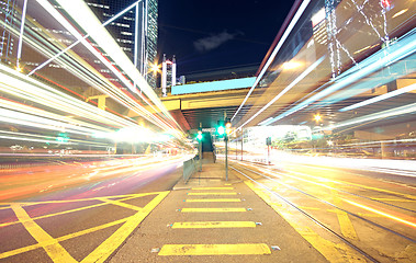 Image showing traffic in finance urban at night