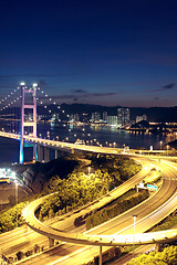 Image showing highway bridge at night 