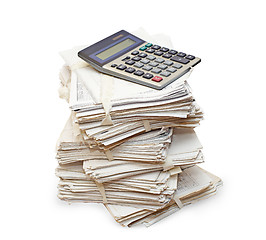 Image showing Pack of official papers with the calculator